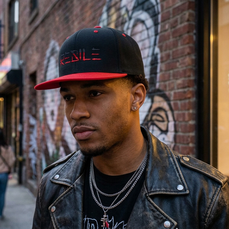 Flatbill Snapback Resile Red Logo Hat
